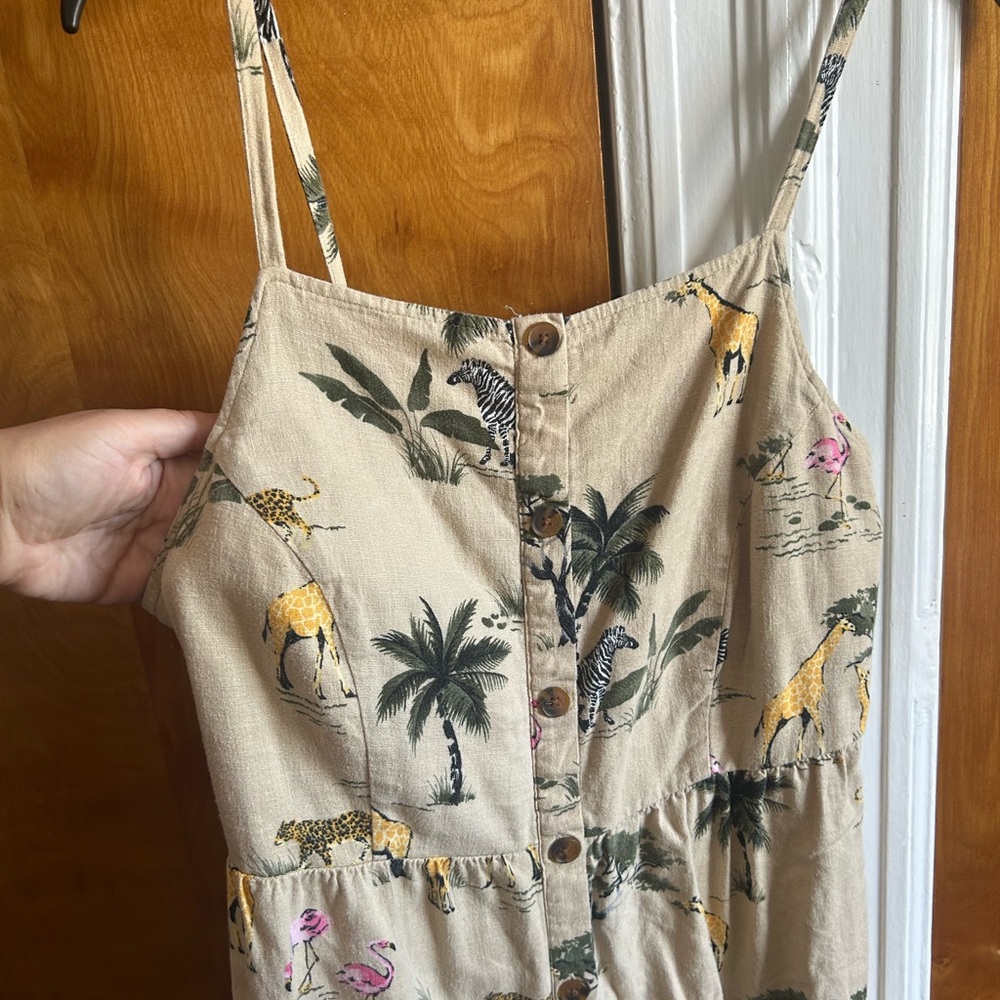 Old Navy Beige Safari Print Midi Dress